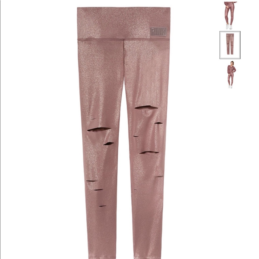 ❤️PINK Ultimate Foil Slashed Leggings ❤️ - Picture 2 of 5